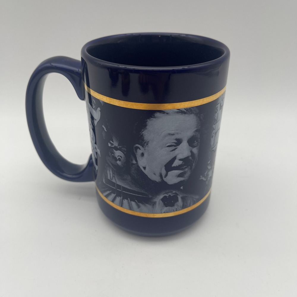 Disneyland 50th Anniversary Mug Walt Disney Cobalt Blue Gold 1955-2005 Souvenir